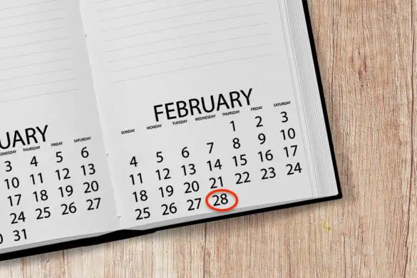 Februar mit 28 Tagen im Kalender